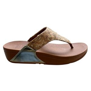 FitFlop LuLu Toe-Post Sandals Cork & Gold
